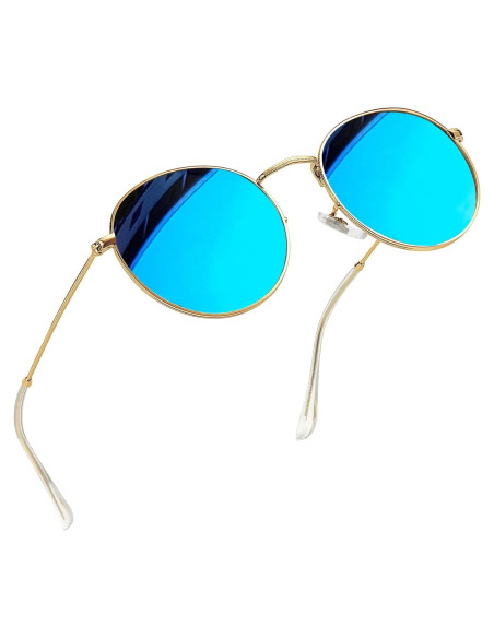 Gafas de sol redondas Joopin UV400 polarizadas azules Gafas de sol redondas Joopin UV400 polarizadas azules