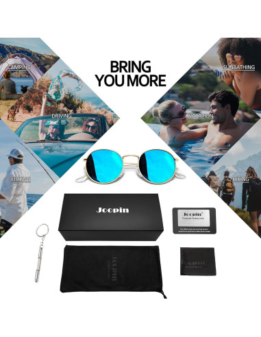 Gafas de sol redondas Joopin UV400 polarizadas azules