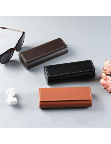 Estuche Duro para Gafas HSYMQ 3 Piezas Cuero Negro