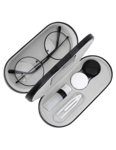 Estuche Doble MoKo para Gafas y Lentes de Contacto Negro