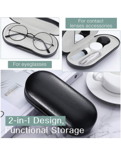 Estuche Doble MoKo para Gafas y Lentes de Contacto Negro 2