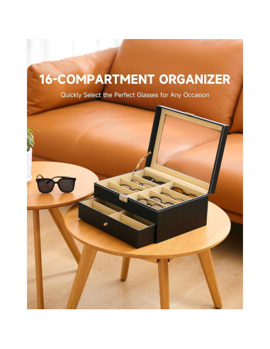 Organizador de Gafas CO-Z con Cerradura y 16 Compartimentos