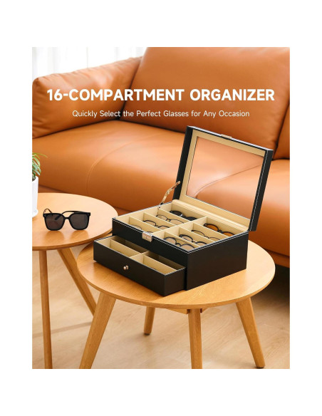 Organizador de Gafas CO-Z con Cerradura y 16 Compartimentos