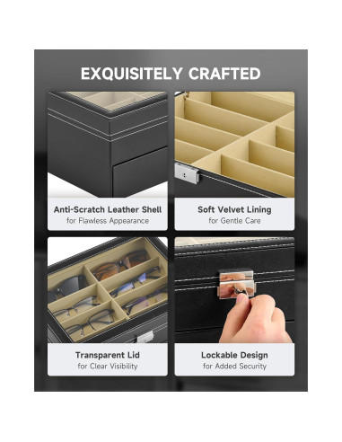 Organizador de Gafas CO-Z con Cerradura y 16 Compartimentos