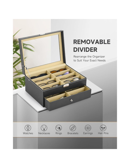 Organizador de Gafas CO-Z con Cerradura y 16 Compartimentos