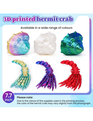 Cangrejo Ermitaño Impreso en 3D SHUWND Azul Verde Articulado