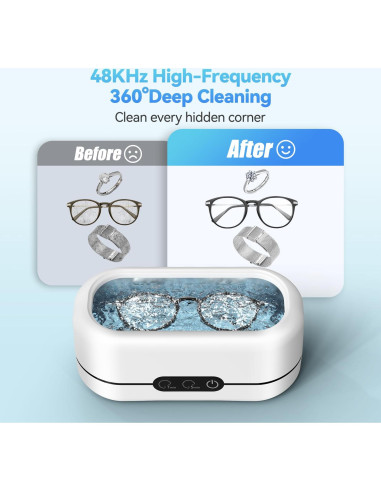 Limpiador Ultrasónico BYASKZIV 48KHz para Joyas y Gafas