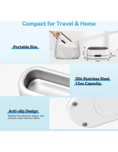 Limpiador Ultrasónico BYASKZIV 48KHz para Joyas y Gafas