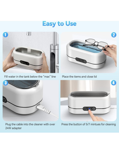 Limpiador Ultrasónico BYASKZIV 48KHz para Joyas y Gafas