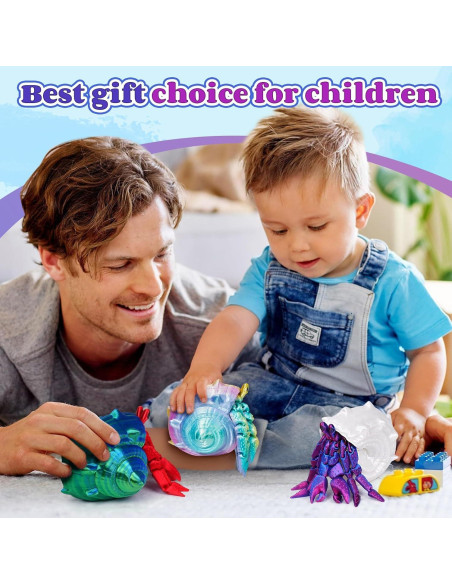 Cangrejo Ermitaño Impreso en 3D SHUWND Azul Verde Articulado Cangrejo Ermitaño Impreso en 3D SHUWND Azul Verde Articulado