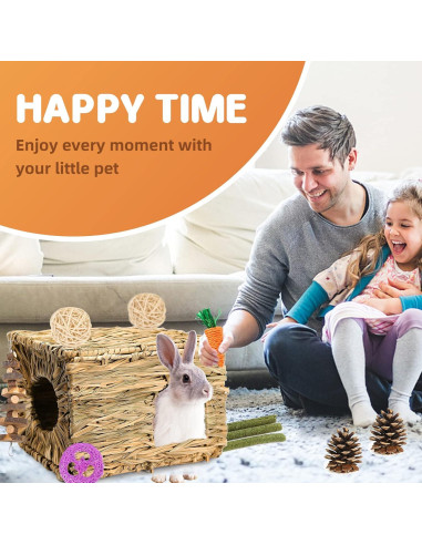 Casa de Hierba para Conejos PStarDMoon 30x20x23cm Natural