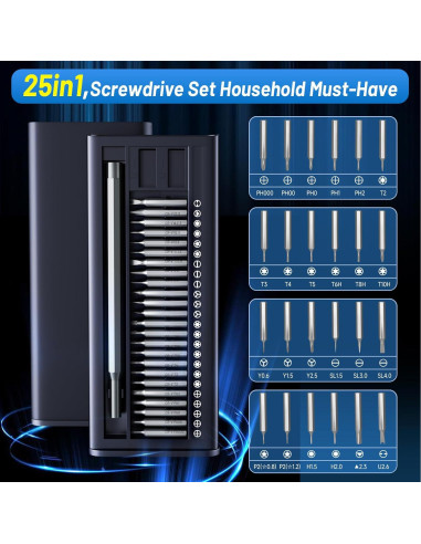 Juego de Destornilladores 25 en 1 TagRecove - Acero Magnético