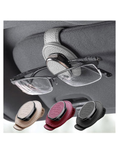 Soporte para Gafas de Sol Whksoy Clip de Cuero Gris