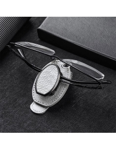 Soporte para Gafas de Sol Whksoy Clip de Cuero Gris 2