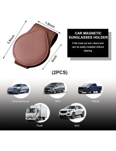 Soporte de Gafas Sylvil para Visera de Coche 2 Pcs Marrón 2
