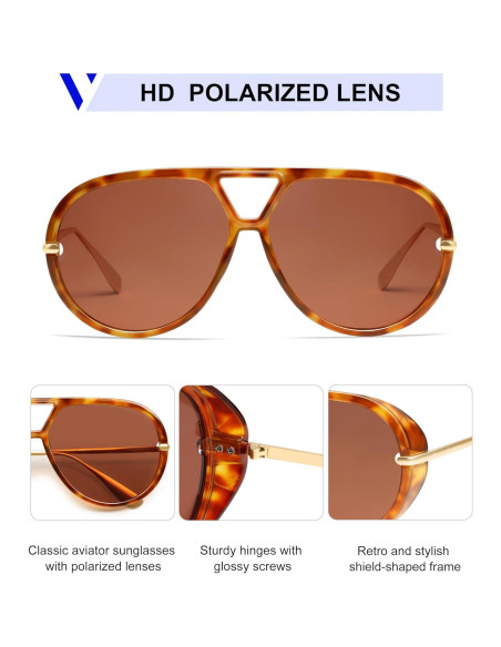 Gafas de sol aviador polarizadas VANLINKER retro grandes