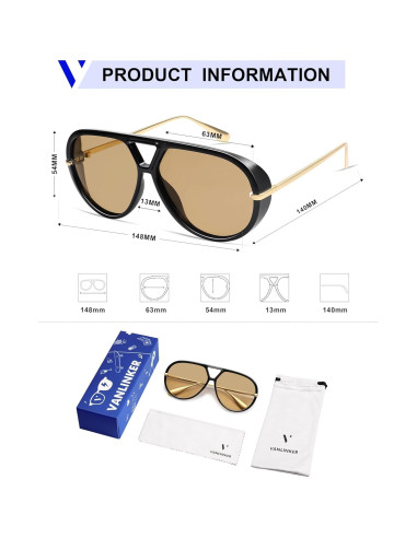 Gafas de sol aviador polarizadas VANLINKER retro 63mm
