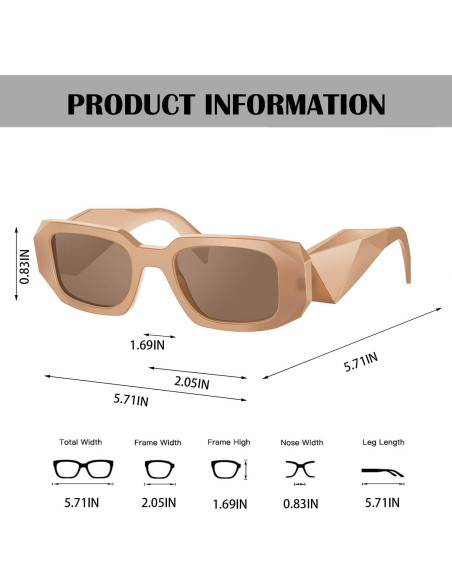 Gafas de Sol Rectangulares BUTABY Marco Beige Lente Marrón Gafas de Sol Rectangulares BUTABY Marco Beige Lente Marrón