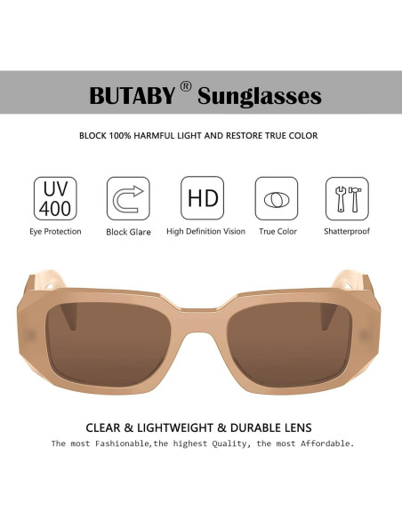 Gafas de Sol Rectangulares BUTABY Marco Beige Lente Marrón Gafas de Sol Rectangulares BUTABY Marco Beige Lente Marrón