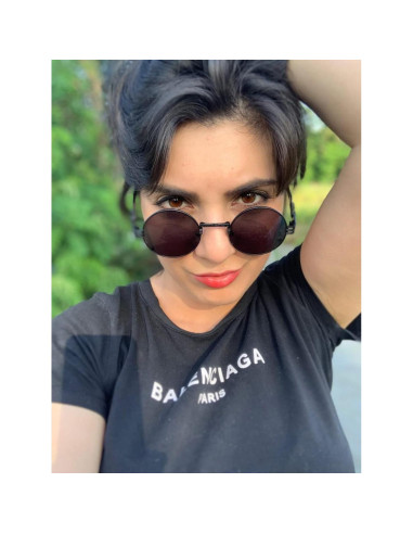 Gafas de sol redondas AIEYEZO steampunk UV 100% bloqueadores