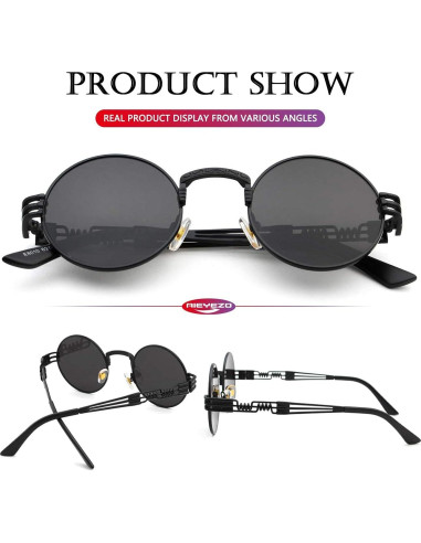 Gafas de sol redondas AIEYEZO steampunk UV 100% bloqueadores