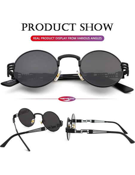 Gafas de sol redondas AIEYEZO steampunk UV 100% bloqueadores