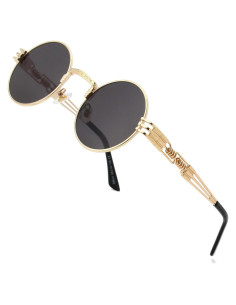 Gafas de sol redondas AIEYEZO Steampunk marco metálico UV