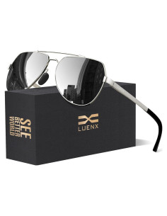 Gafas de sol LUENX Aviador Polarizadas UV400 Metal Plata