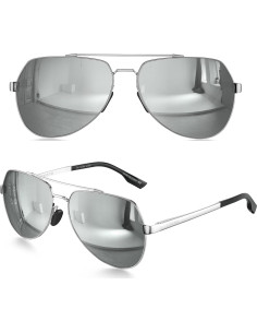 Gafas de sol LUENX Aviador Polarizadas UV400 Metal Plata 2
