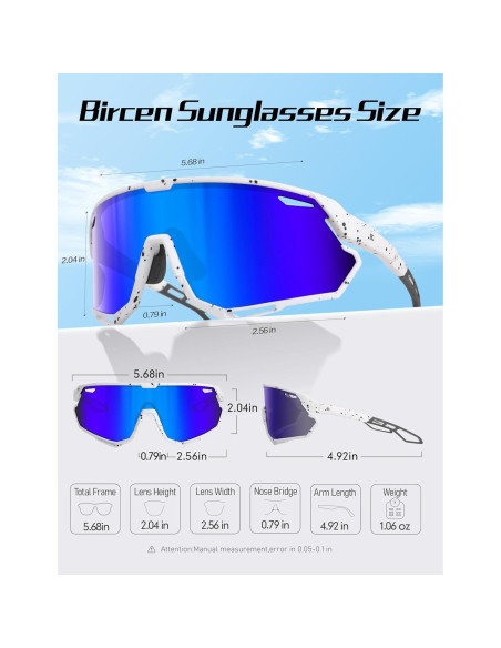 Gafas de sol BIRCEN deportivas UV400 para ciclismo y béisbol