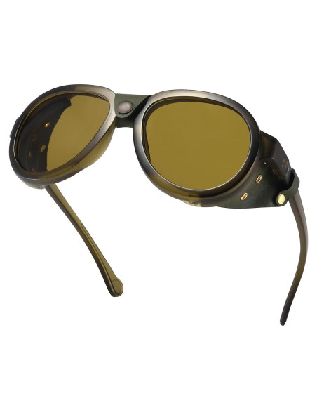 Gafas de sol retro steampunk MACJERO con escudos de cuero
