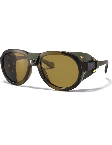 Gafas de sol retro steampunk MACJERO con escudos de cuero