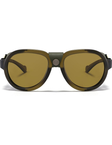 Gafas de sol retro steampunk MACJERO con escudos de cuero