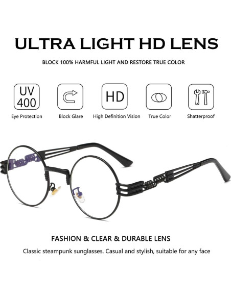 Gafas de Sol Redondas Dollger Steampunk con Lente Transparente Gafas de Sol Redondas Dollger Steampunk con Lente Transparente