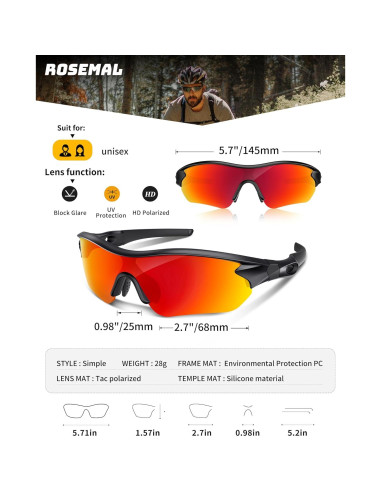 Gafas de sol deportivas Rosemal 7221 polarizadas UV400