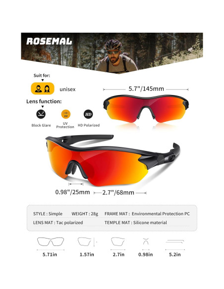 Gafas de sol deportivas Rosemal 7221 polarizadas UV400