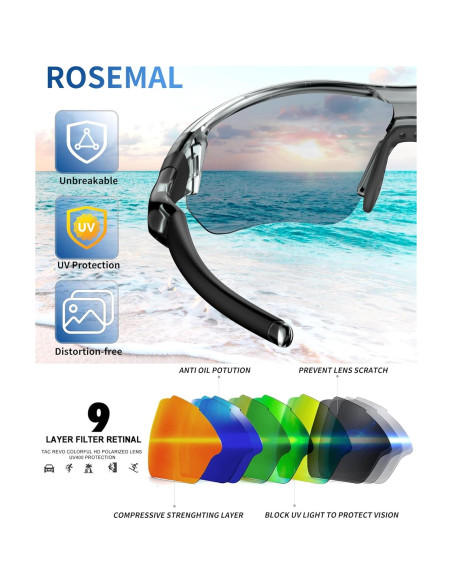 Gafas de sol deportivas Rosemal 7221 polarizadas UV400