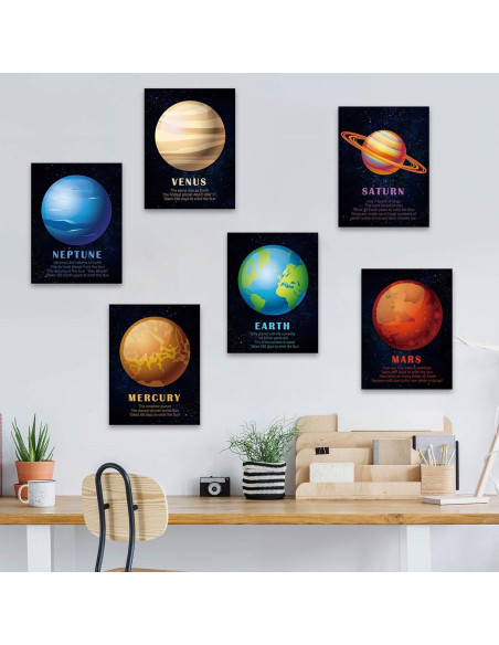 Pósteres Educativos del Sistema Solar Outus - 12 Piezas 36x27 cm