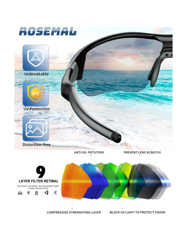 Gafas de sol deportivas Rosemal UV400 polarizadas unisex