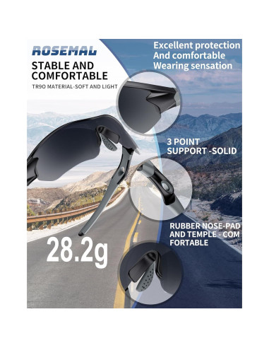 Gafas de sol deportivas Rosemal UV400 polarizadas unisex
