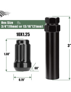 Tuercas de Llanta ATV M10x1.25 Glorider 16pcs Negras con Llave 2