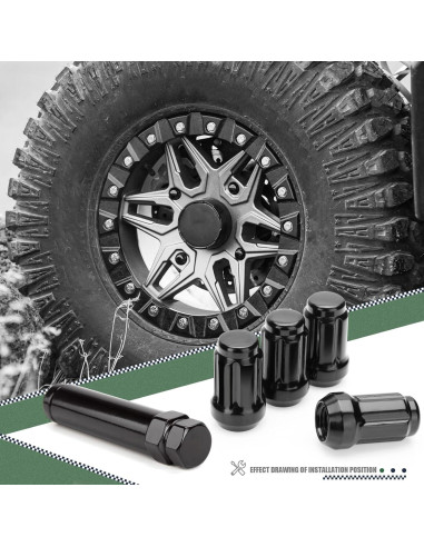 Tuercas de Llanta ATV M10x1.25 Glorider 16pcs Negras con Llave