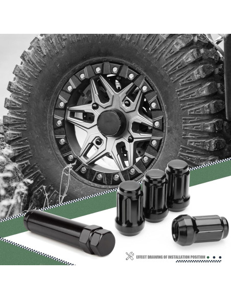 Tuercas de Llanta ATV M10x1.25 Glorider 16pcs Negras con Llave