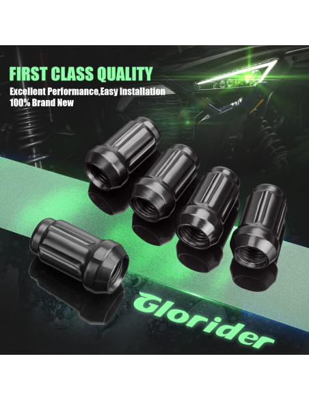Tuercas de Llanta ATV M10x1.25 Glorider 16pcs Negras con Llave