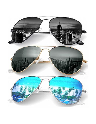 Gafas de Sol KALIYADI Aviador Polarizadas 3 Piezas UV