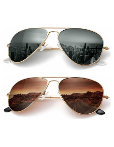 Gafas de Sol KALIYADI Aviador Polarizadas UV 62mm Verde/Marrón