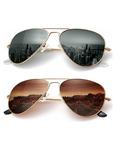 Gafas de Sol KALIYADI Aviador Polarizadas UV 62mm Verde/Marrón