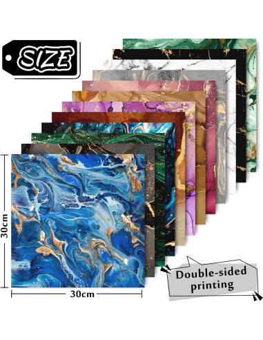 Conjunto de Papel Marmoleado Whaline 24 Hojas 30x30cm DIY