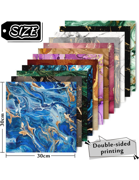 Conjunto de Papel Marmoleado Whaline 24 Hojas 30x30cm DIY