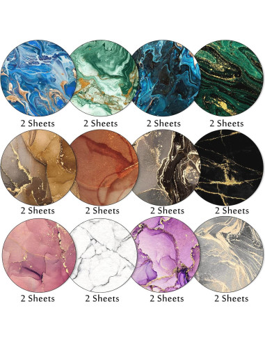 Conjunto de Papel Marmoleado Whaline 24 Hojas 30x30cm DIY